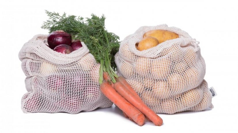 Sieťové vrecko na ovocie a zeleninu z biobavlny - stredné (38x30 cm)